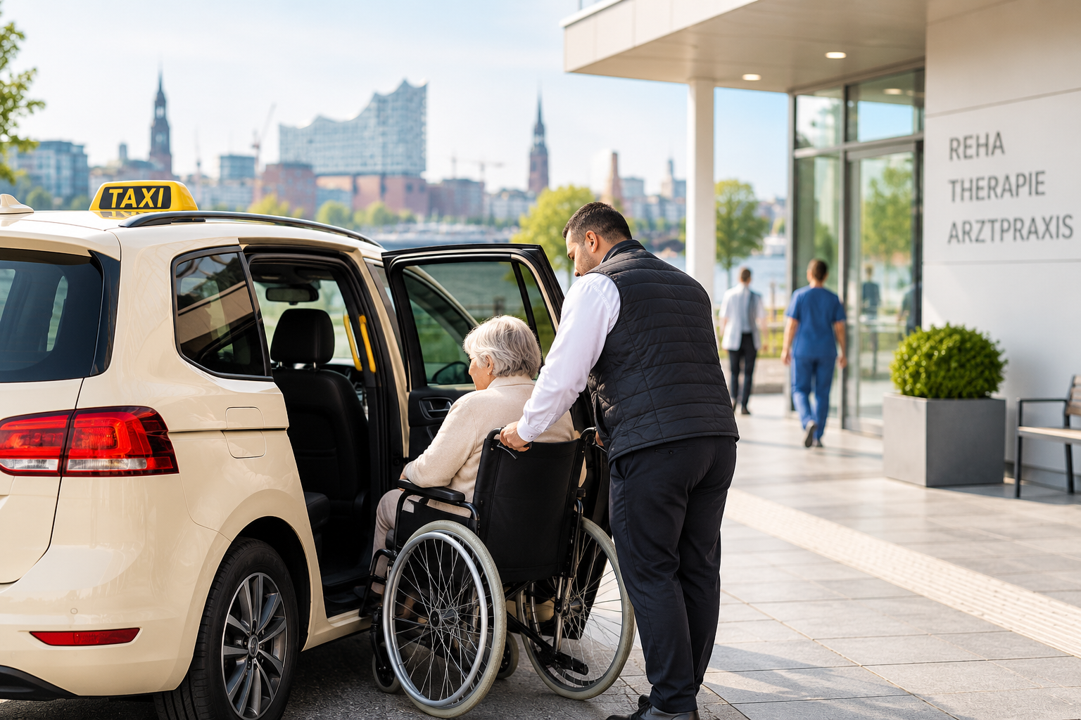 barrierefreie taxifahrt zur reha klinik