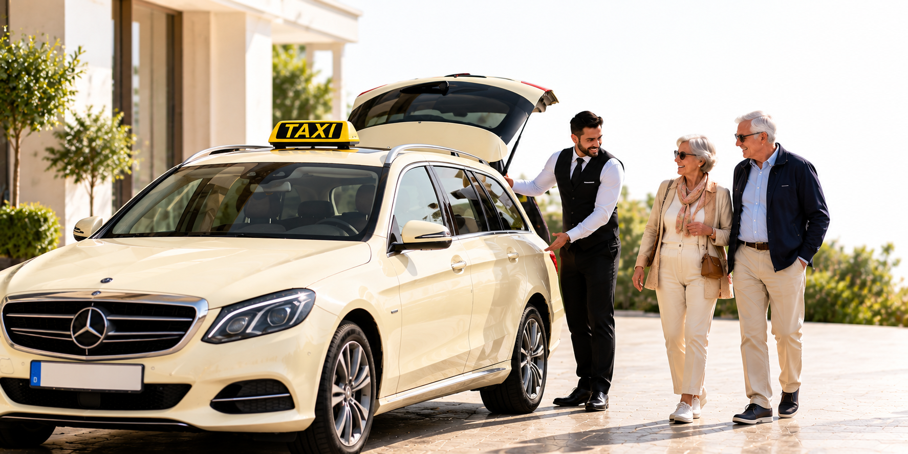 eleganter flughafentransfer mit taxi